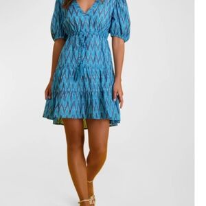 Mer St Barth Florence Puff-Sleeve Mini Dress - Size Large NWT